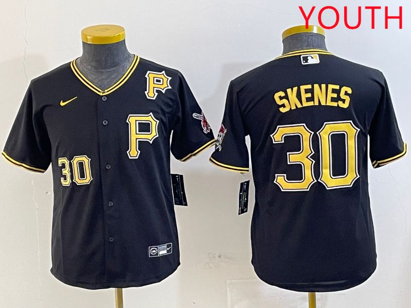Youth Pittsburgh Pirates #30 Skenes Black Game 2025 Nike MLB Jersey style 1->youth mlb jersey->Youth Jersey